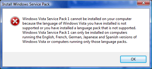 Vista SP1 cannot install