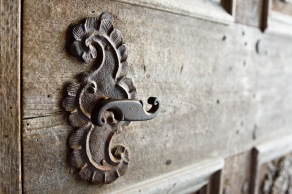 Old door handle, entrance to the church, Biertan, Romania.