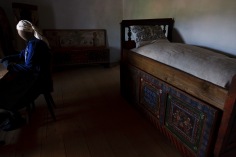 A period room depicting a carpenter's family life. Biertan, Romania.