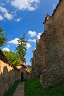 Between the inner and outer fortified walls, Biertan, Romania.