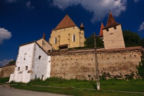 Outside the walls of the fortified church in Biertan, Romania.