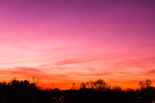 A colorful sky at dawn on a crisp and cold January morning.