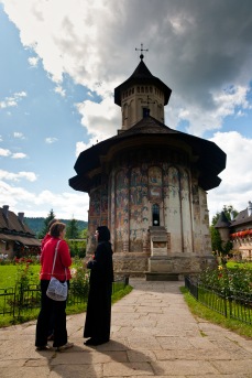 Interior courtyard, Manastirea Moldovita, Bucovina, Romania.