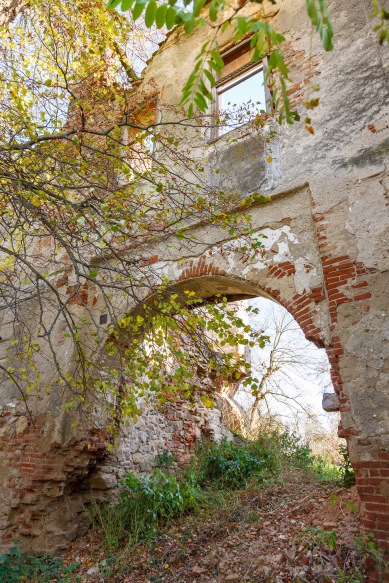 The ruins of the Castle Bolyai in the village of Buia, Transilvania, Romania